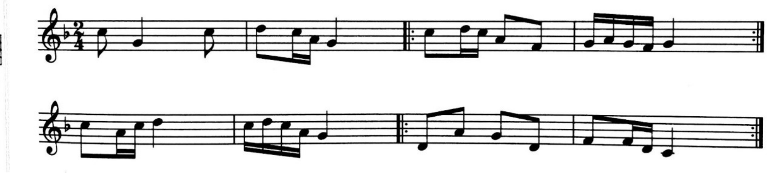 下列旋律的调式为（ ）。