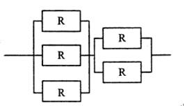 某系统由下图所示的冗余部件构成。若每个部件的千小时可靠度都为 R ，则该系 统的千小时可靠度为（ ）。
