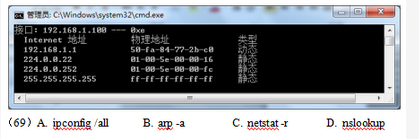 在Windows命令行窗口中，运行（ ）命令后得到如下图所示的结果