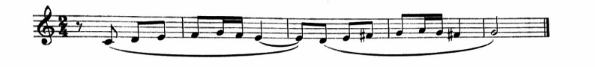 下面谱例中的旋律发展技术类别是（  ）。