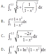 曲线y＝ln（1－x^2）上0≤x≤0.5一段的弧长等于（　　）。