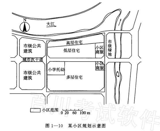 某开发商拟在滨江规划建设一居住小区，用地规模约12公顷，提出了一个用地功能的布局方案。该居住小区规划方案图如图1一10所示。试对该居住小区的规划方案指出不妥之处。